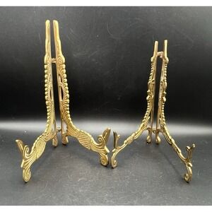 Rogers & Son Solid Brass Easel Display Stand Folding Set Of 2 Decorative MCM